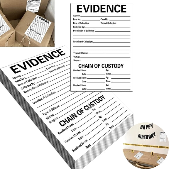Adhesive Evidence Label 4 X 6 Inches - Stick on Evidence Stickers 100 Evidence Labels Per Pack For Forensics Class,Theme Birthday Party