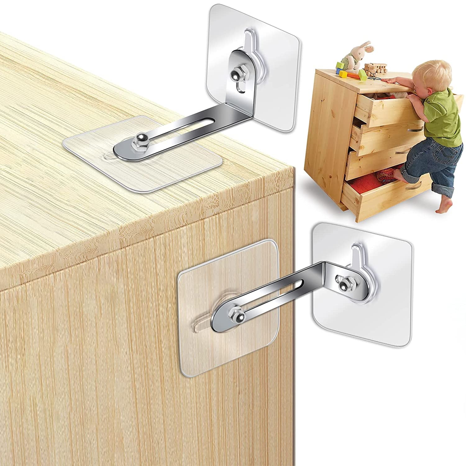 Adhesive Furniture Wall Anchors,12 Pack Metal Adjustable No Drill ...