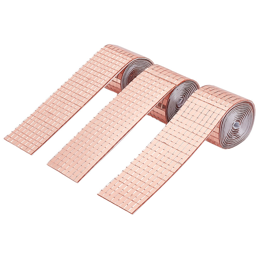 Adhesive Glass Cabochons Rolls Mirror Mosaic Pieces Mosaic Tiles for Arts DIY Crafts Light Salmon 40x1.5mm 1m/roll DIY
