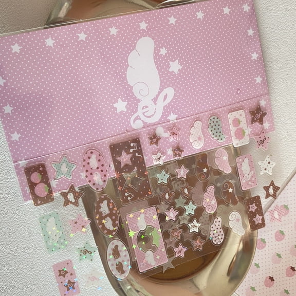 Adhesive Glittering Sticker Star Strawberries Musical Note Themed Sticker For Craft Phone Case Journal Laptop Album