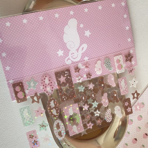 Adhesive Glittering Sticker Star Strawberries Musical Note Themed Sticker For Phone Case Journal Laptop Album