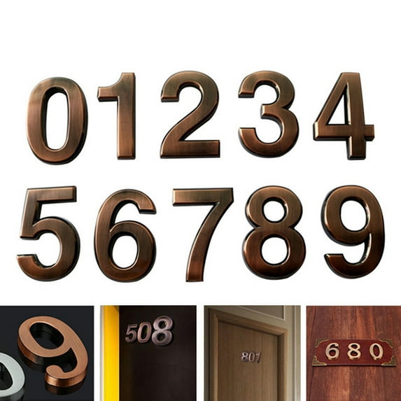 Adhesive Glossy 3D House Number Door Plate Sign Outdoor Hotel Room Number