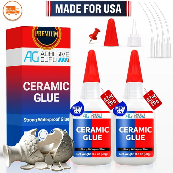 Adhesive Guru Ceramic Glue, Powerful Bonding Strength, Fast Drying, Invisible