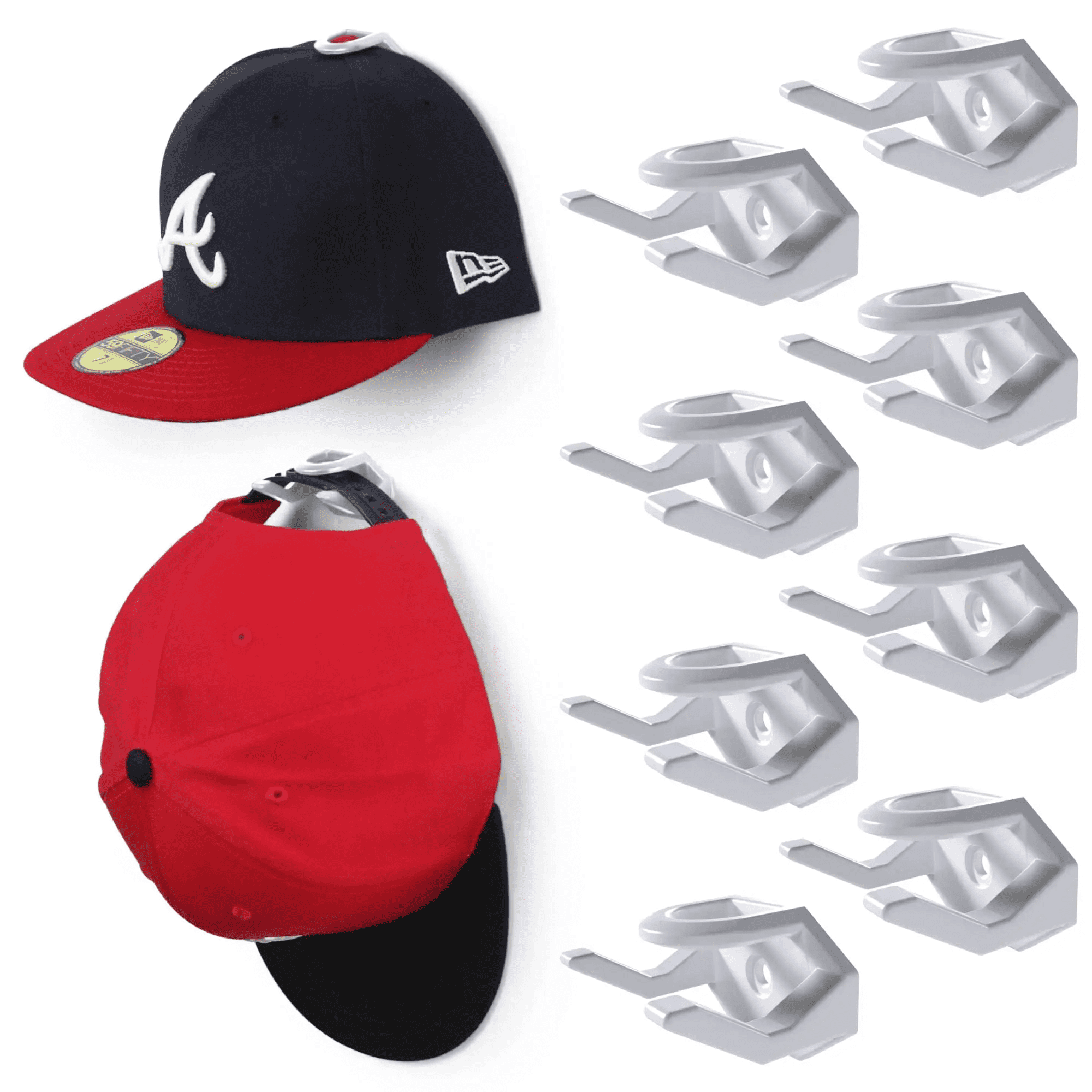 Adhesive Hat Rack for Wall Baseball Caps, 8 Pcs Hooks for Hats, Strong ...
