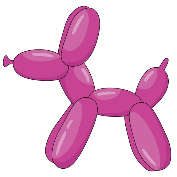 Adhesive Home Living Room 19" x 20" Jeff Koon's Art Decoration Balloon Dog Animal Design Multicolored Vinyl Wall Decal Sticker - Balloon Sculpture Art Kids Bedroom Easy To Apply Wall DÃ©cor Sticker