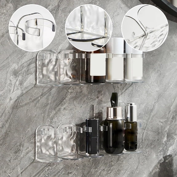 Adhesive Hook 24.4x7cm Strong No-Drill Wall Mount Transparent Shelf Modular Storage Organizer Bathroom Kitchen Cabinet Door Easy Install Customizable