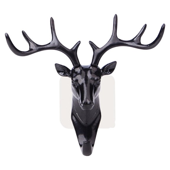 Adhesive Hook Deer Elk Head Shape Towel Hanger No Punching Hanging Hook Wall Mount Heavy Duty Hook Keys Sticky Holder Stick on Wall Door Cabinet Bathroom Kitchen Bedroom