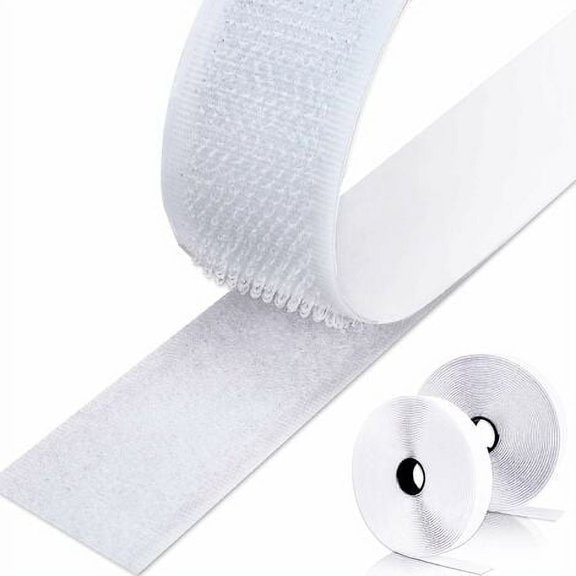 Adhesive Hook & Loop for Wall Art, Carpets - 20mm White 8M Double-Sided Scratch Sticker Tape