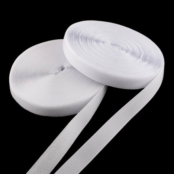 Adhesive Hook and Loop Tapes Magic Taps with 50% Nylon and 50% Polyester White 20mm about 25m/roll 2rolls/group