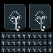 Smartology Adhesive Hooks Transparent Reusable Removable 33 Lb Max 25 Pack