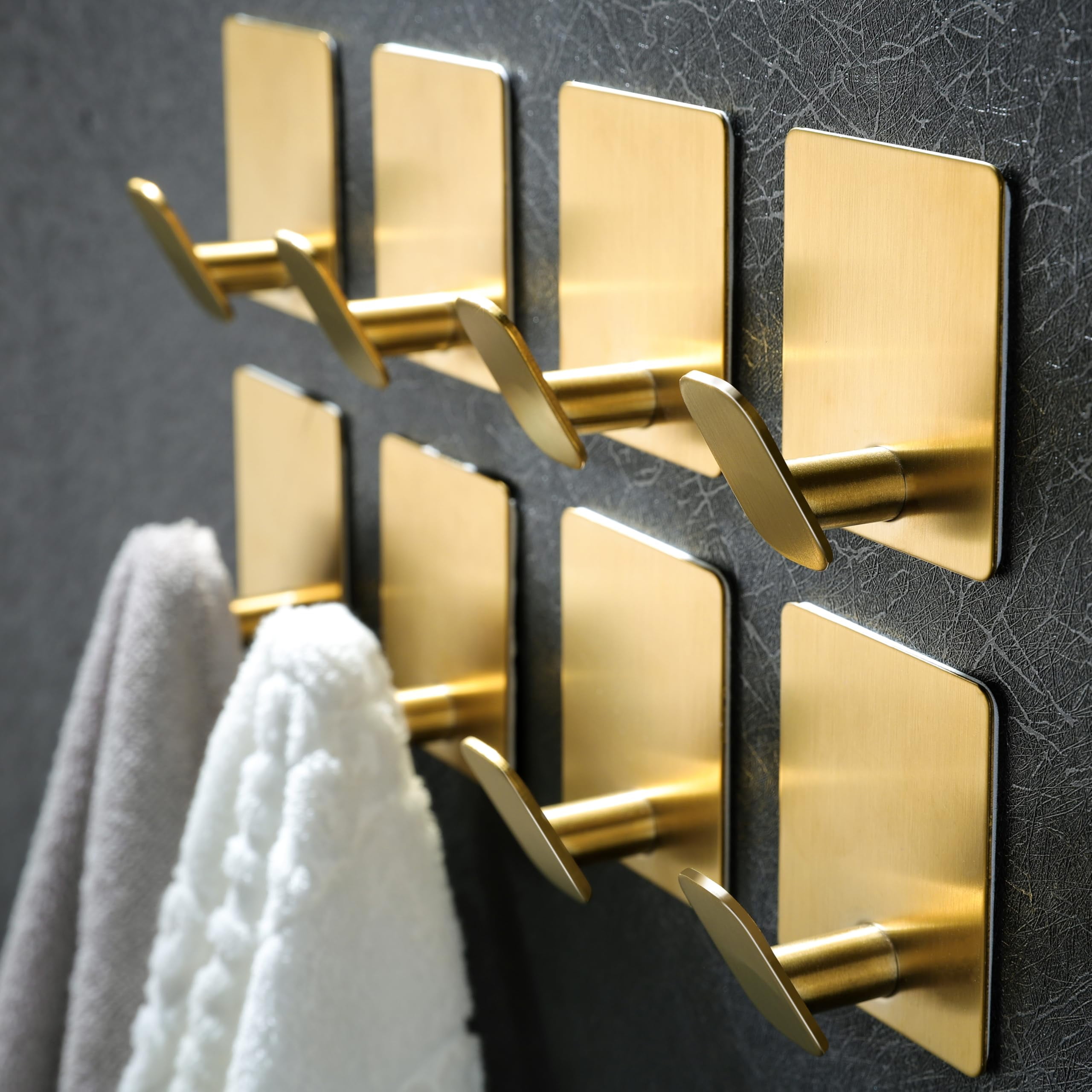 Adhesive Hooks - 4 Pack Towel/Coat Hooks Wall Hook Stick on Bathroom or ...