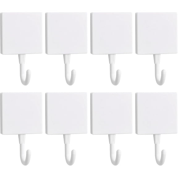 Adhesive Hooks, 8PCS Wall Hooks with Strong Adhesive Pad Hooks for Hanging Adhesive Wall Hooks Towel Hooks for Bedroom Bathroom Kitchen, White