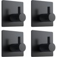 Adhesive Hooks,Black Stainless Steel Self Adhesive Bathroom Towel Hooks
