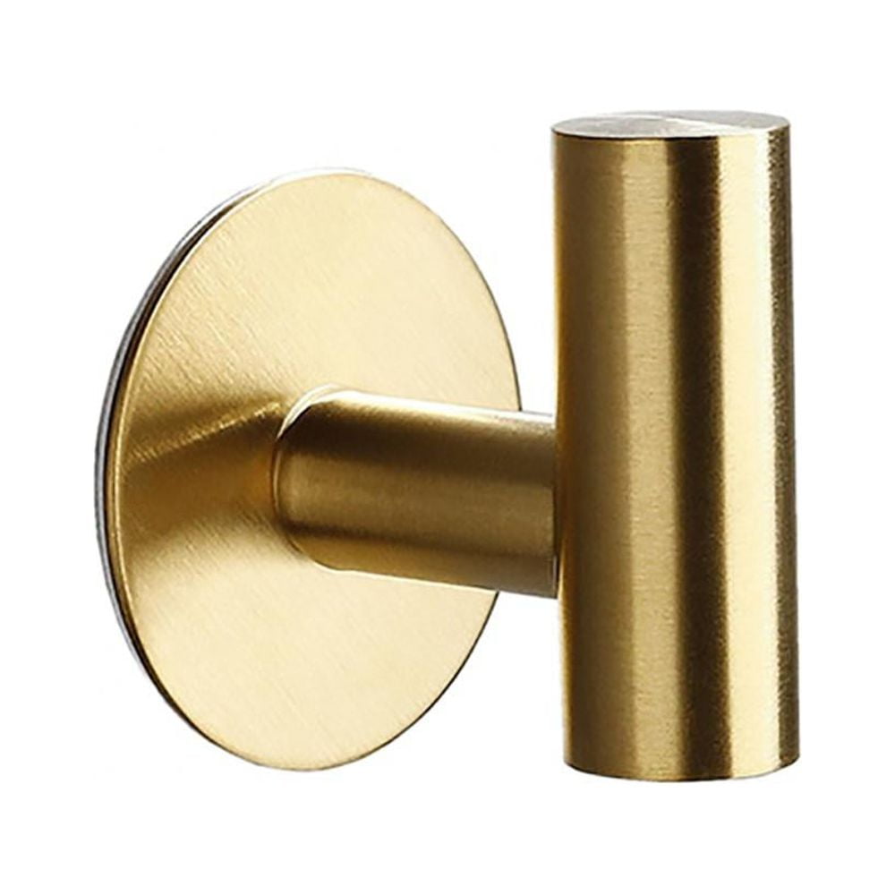 Adhesive Hooks, Brushed Gold Self Adhesive Hooks,Heavy-Duty Waterproof and Rust-Proof Bath Towel ...