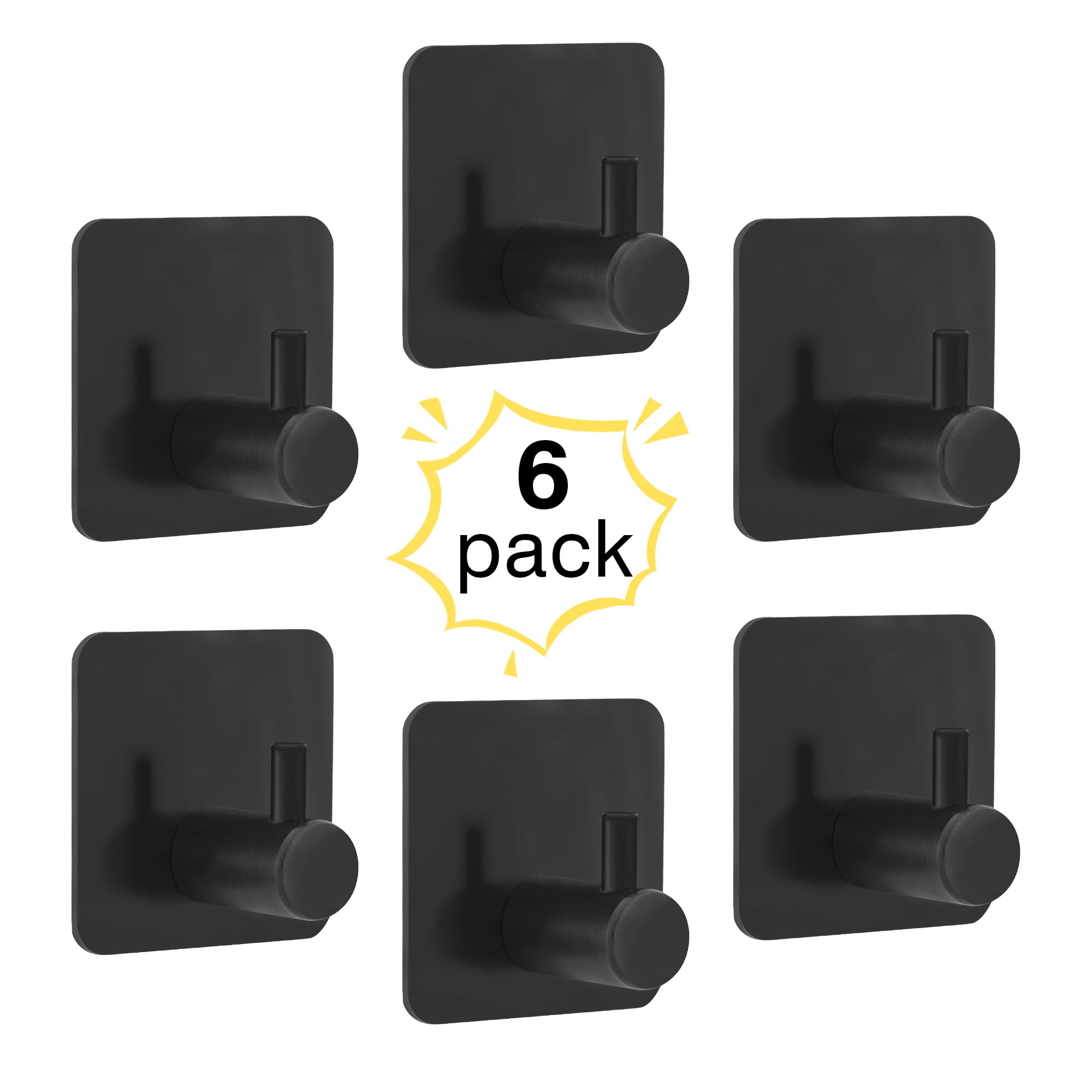 Adhesive Hooks for Hanging, 6 Packs Kitchen Wall Hooks, Heavy Duty Nail