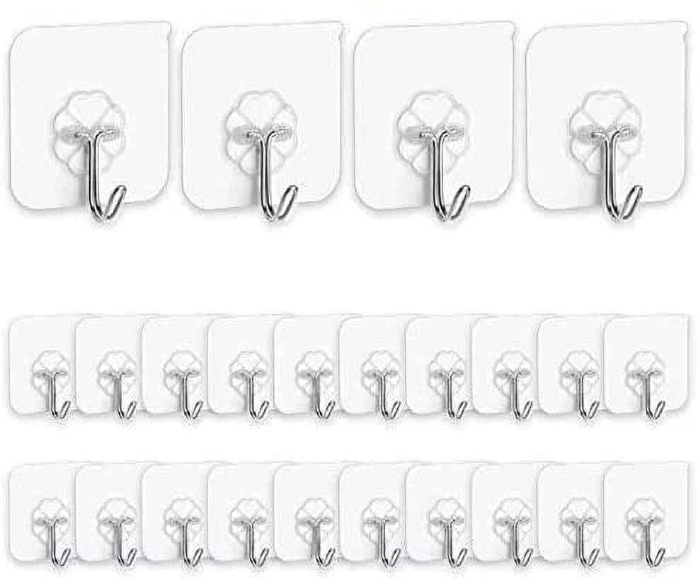 Adhesive Hooks for Hanging, Stainless Steel 16 Pack Sticky Wall Hooks  22lb(Max) Removable, Heavy Duty Self Adhesive Hooks Waterproof Oilproof for