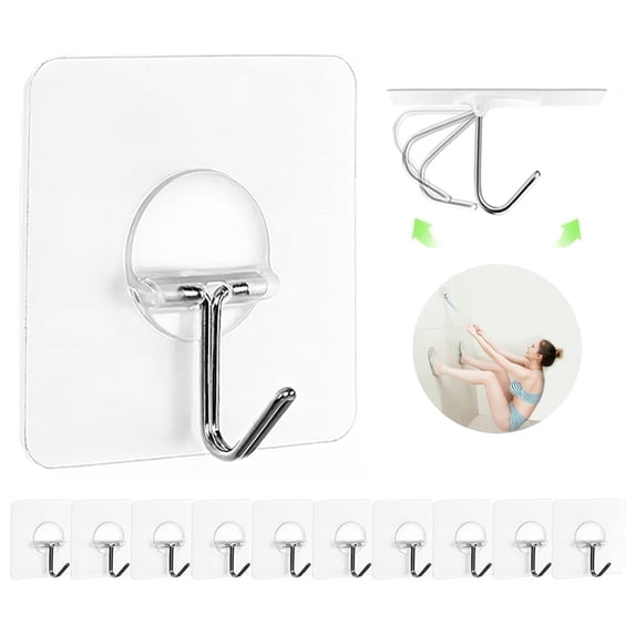 Adhesive Hooks for Hanging Heavy Duty Wall Hooks Self Adhesive Towel Coat Hooks Waterproof Transparent Hook for Bathroom Shower Kitchen Keys Door Outdoor Home Improvement Utility Hook 12 Pack