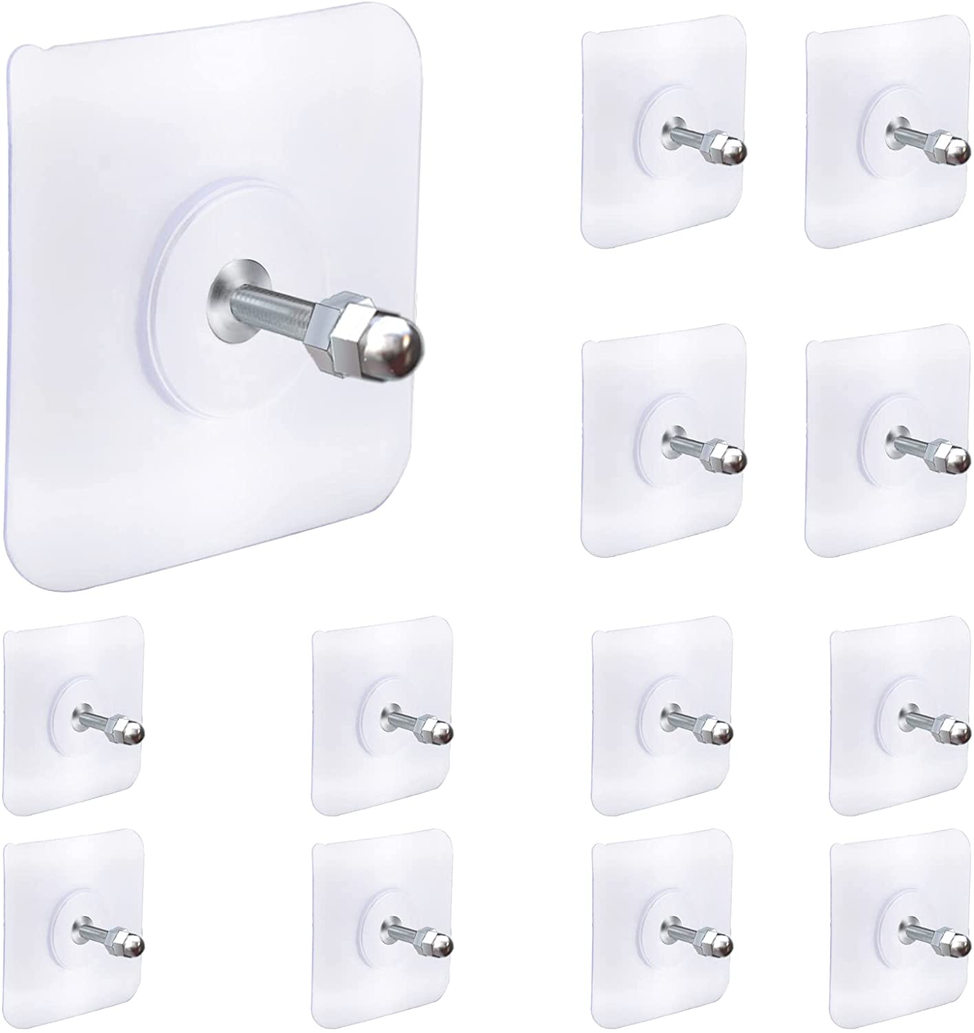 Adhesive Hooks Heavy Duty,13 Pack Wall Hooks for Hanging,Wall Hangers Without Nails,2 in 1 Screw Free Sticker for Wall Mount Shelf,Waterproof