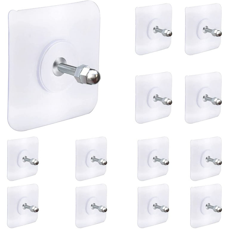 Adhesive Hooks Heavy Duty,13 Pack Wall Hooks for Hanging,Wall Hangers  without Nails,2 in 1 Screw Free Sticker for Wall Mount Shelf,Waterproof  Rustproof for Kitchen, Bathroom, Home, Office(16mm) 