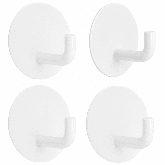 Sketege Adhesive Wall Hooks Heavy Duty Waterproof Stainless Steel Removable Easy Installation White 4 Pack 1.8 Inch