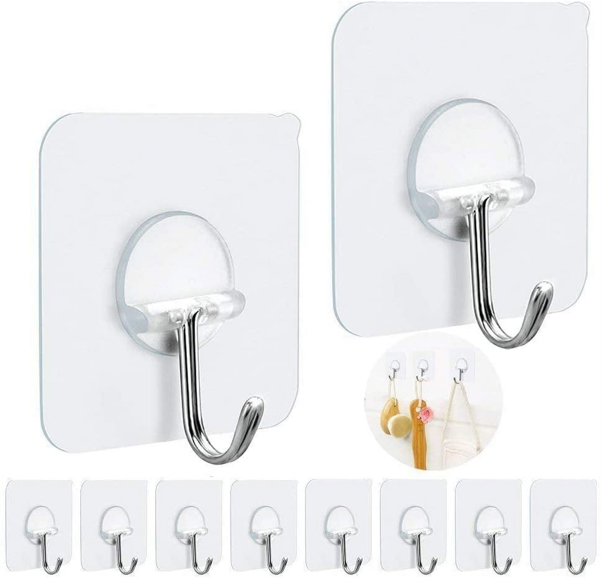 Generic Fotosnow Adhesive Hooks Heavy Duty 15lbs(Max) Transparent Wall Hooks  Reusable Seamless Shower Hooks Stick on Hooks for Hanging