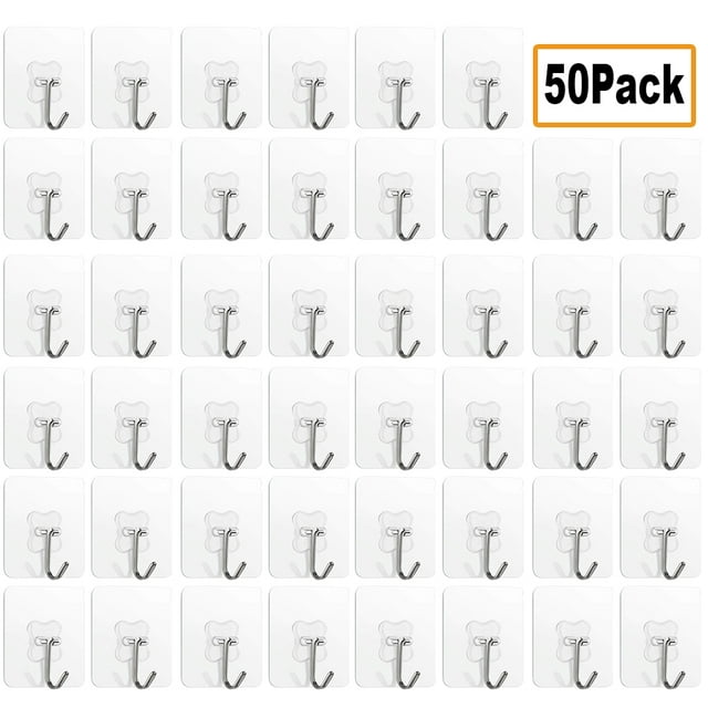 Adhesive Hooks Utility Hooks 50 Packs 22lbs Heavy Duty Wall Hooks