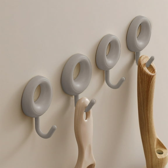 Adhesive Hooks, White Self Adhesive Wall Hooks Heavy Duty Stainless Steel Waterproof Shower Stick on Hooks Sticky Towel Hooks for Bathroom Kitchen Livingroom Camper 4 Pcs