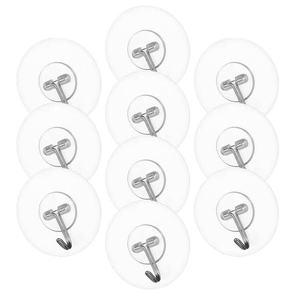 Adhesive Hooks for Shower Hanging Heavy Duty Non-marking Sticky Stainless Steel Plastic Clothes 10 Pcs