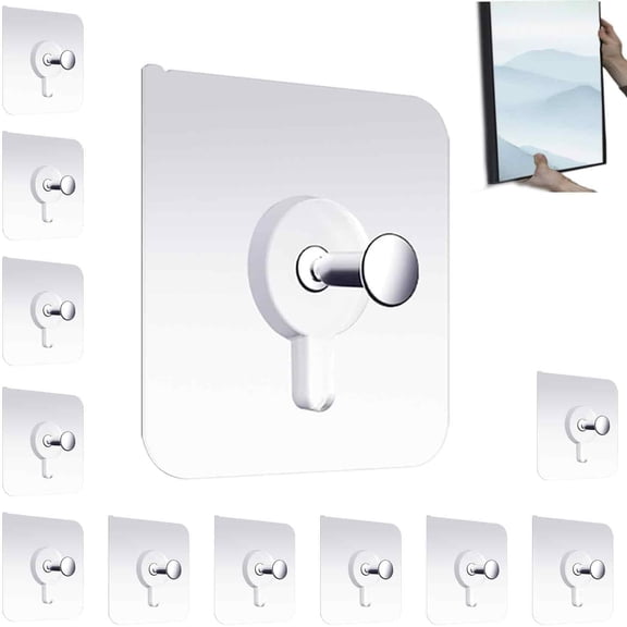 Adhesive Hs for Hanging 12 PCS Hs for Walls No Damage Adhesive Wall Hs Wall Hangers Without Nails Adhesive Picture Hangers Without Nails Nail Free Stickers for Walls(2.2*2.2*0.47in)