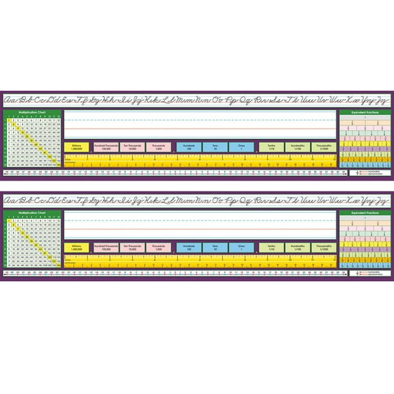 North Star Teacher Resources Adhesive Intermediate Traditional Cursive Desk Plates, 17.5" x 4", 36 Per Pack, 2 Packs