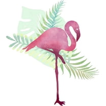 Adhesive Kids Bedroom Long Legged Bird Animal Pink Flamingo Decor 20" x 20" Vinyl Home Bedroom Art Wall Decal Sticker | Removable Living Room Plant Leaves Watercolor Design Vinyl Wall Decoration