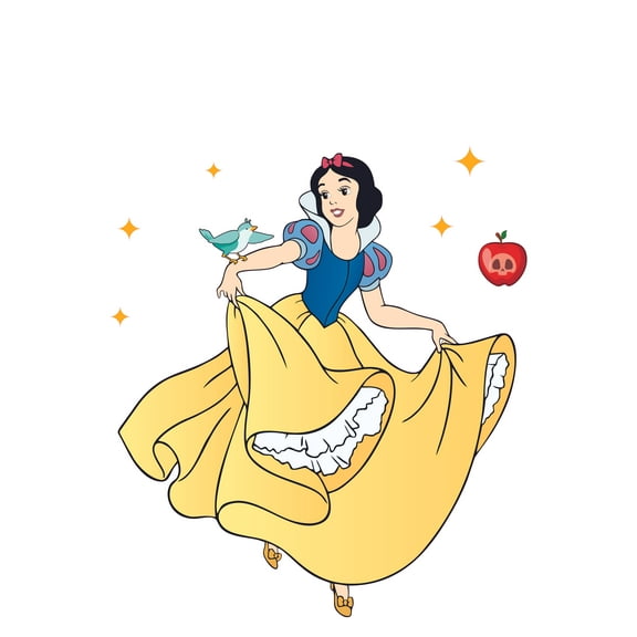 Adhesive Kids Bedroom Nursery Decor Snow White And The Seven Dwarfs Design Vinyl Wall Decal | 20" x 22" Removable Home Art Disney Princess Folk Tale Movie Character Living Room Decoration Sticker
