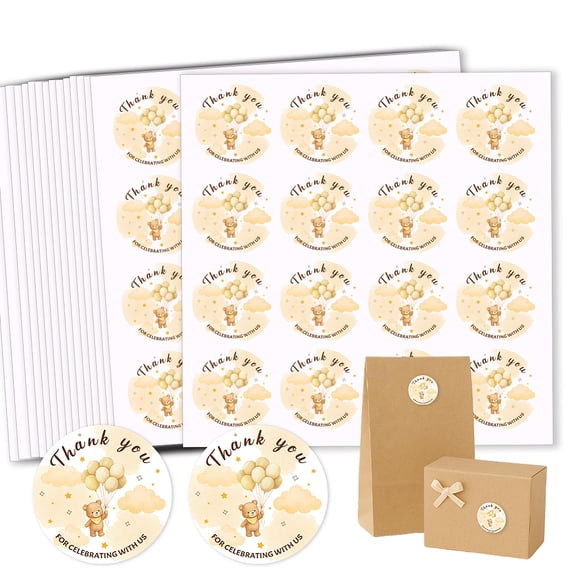 Adhesive Label Waterproof PET Stickers Set Bear 225x225mm for DIY