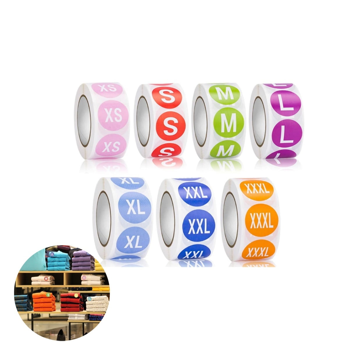 Xl Labels Adhesive Labels,7 Rolls of 3500 Durable Clothing Size Stickers for ...