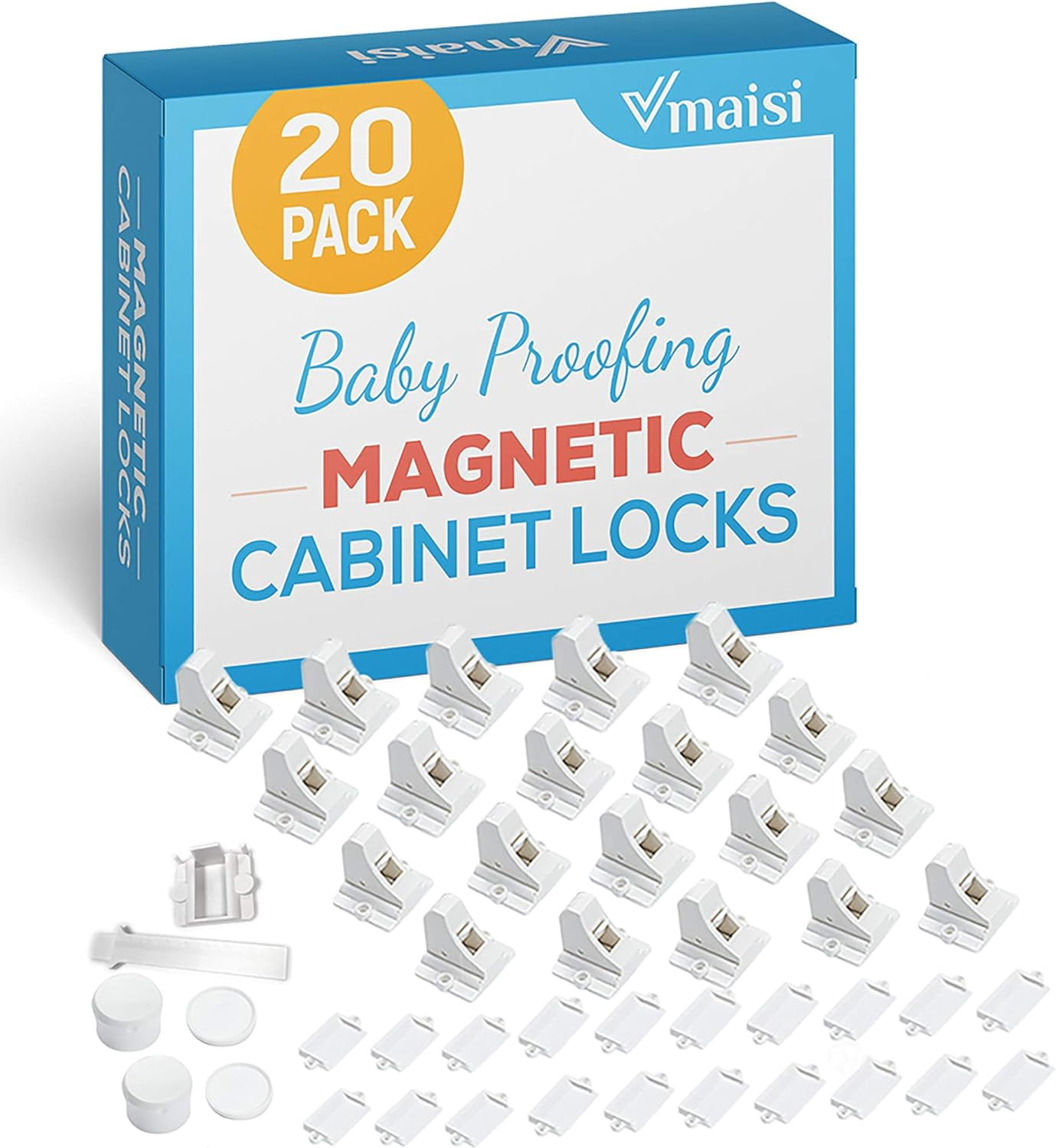 Adhesive Magnetic Locks for Cabinets & Drawers (10 Locks and 2 Keys)