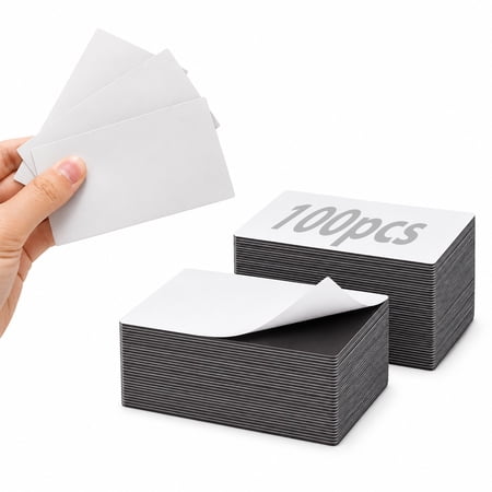 Adhesive Magnetic Sheets, 100 Pack 2" x 3.5" Flexible Stick-Back Magnets for Crafts, DIY, Fridge, Photos, Whiteboard