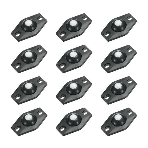 Adhesive Mini Caster Wheels, (Black - 12Pack) Swivel Universal Caster 360 Rotation Sticky Pulley