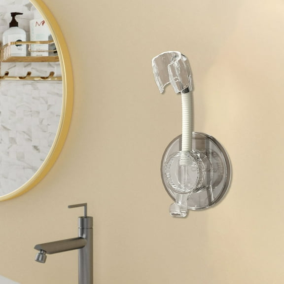 Adhesive Mount Shower Head Holder Adjustable Wall Bracket with Hook for Bathroom Organization No Drilling Installation