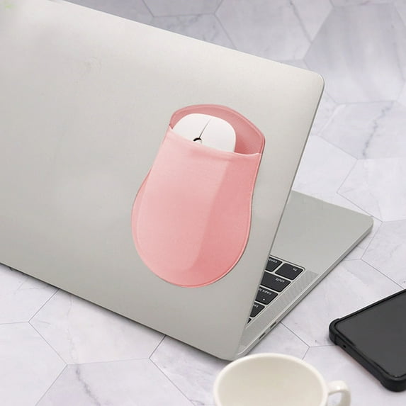 Adhesive Mouse Storage Pouch - Stretchable Laptop Organizer Bag for Gaming Mouse & Accessories - Strong Stick-On Design for Desk/PC - 5.11x3.81in Lycra Elastic Holder