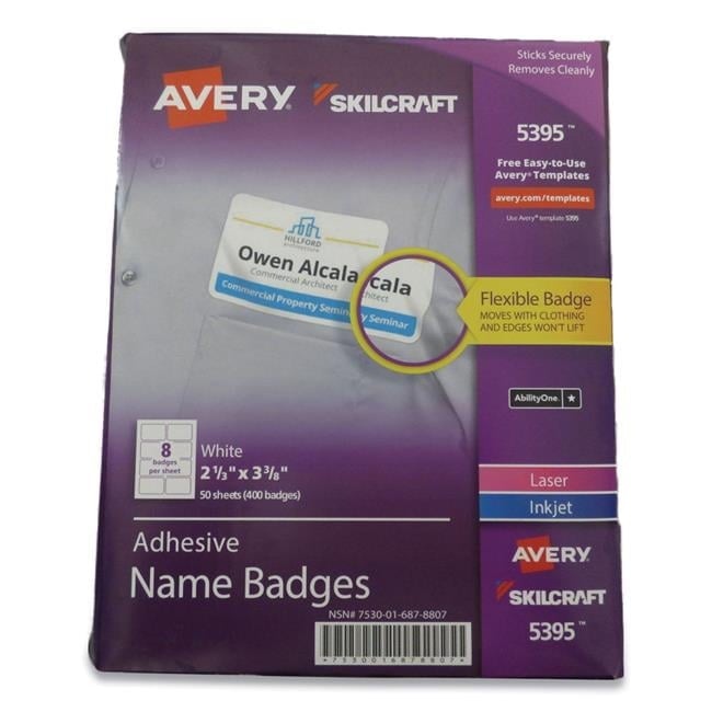 Adhesive Name Badge  White - 2.33 x 2.38 in.