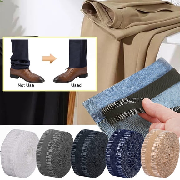 Adhesive Pants Hem Tape 1.1 Yards Iron-on Hemming Tape 24mm Trouser Mouth Paste Edge Self-Adhesive Fabric Tape for Suit Pants Jeans Garment Beige