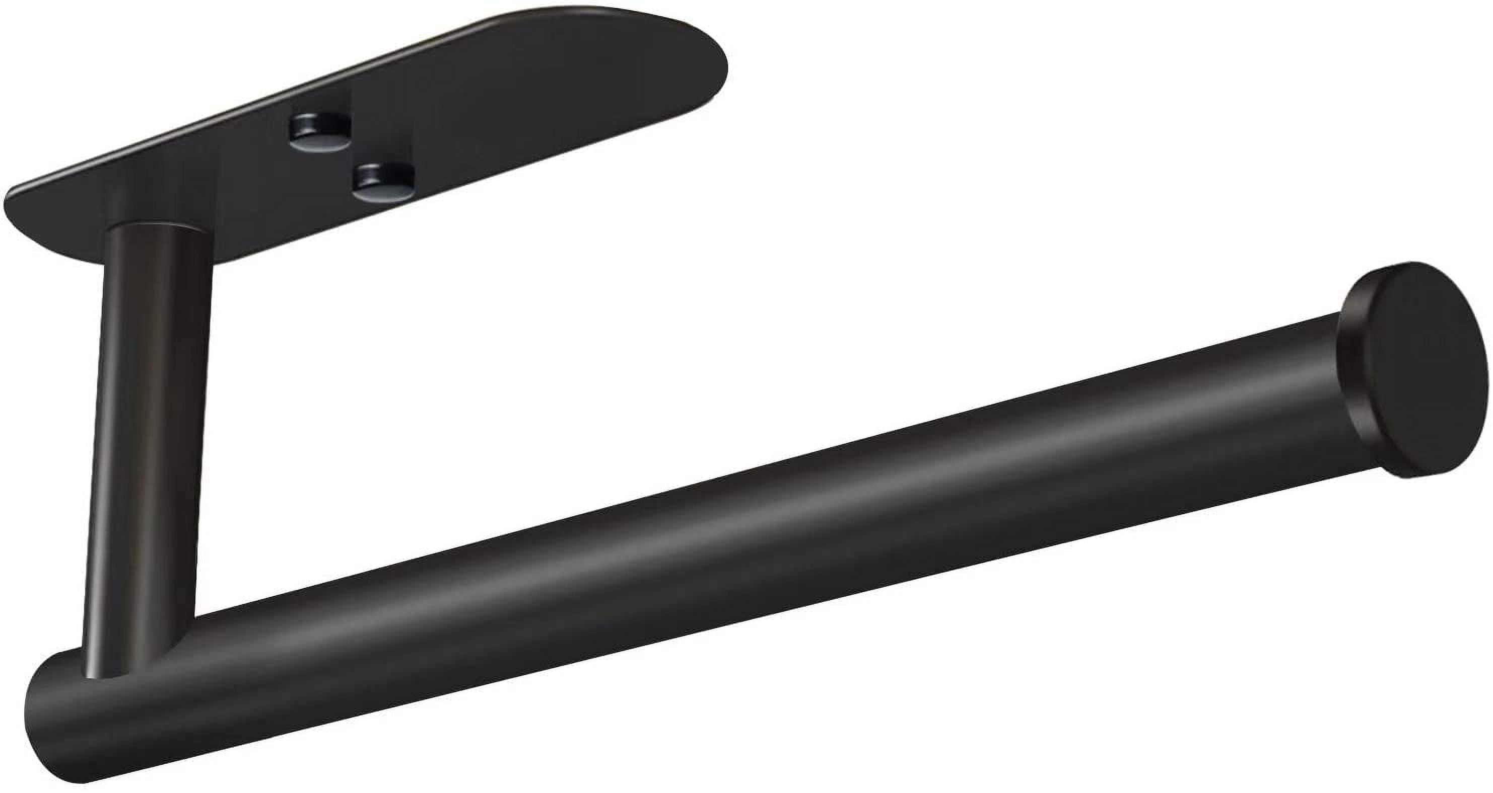 Adhesive Paper Towel Holder Under Cabinet Wall Mount for Kitchen Paper Towel, Black Paper Towel Roll Holder Stick to Wall, Stainless Steel（Black）