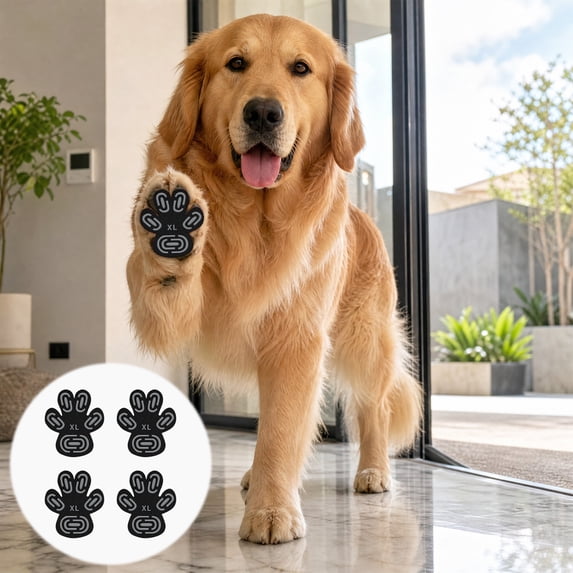 Adhesive Paw Pads for Dogs 4 Pieces, Thick Grip Water Repellent Anti Slip Shoe Pads, Protective Traction Pads for Indoor Outdoor Walking Small Medium Large Dogs Paws