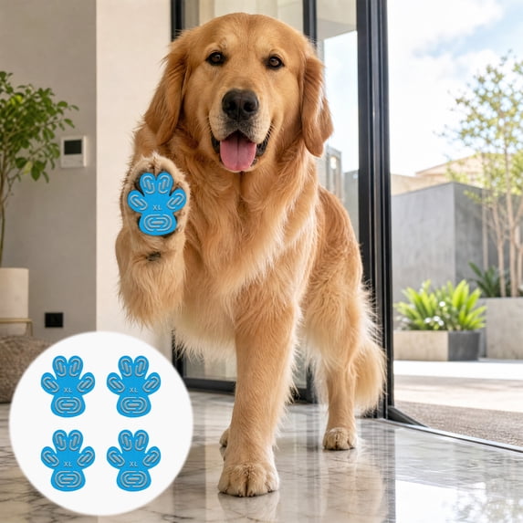 Adhesive Paw Pads for Dogs 4 Pieces, Thick Grip Water Repellent Anti Slip Shoe Pads, Protective Traction Pads for Indoor Outdoor Walking Small Medium Large Dogs Paws