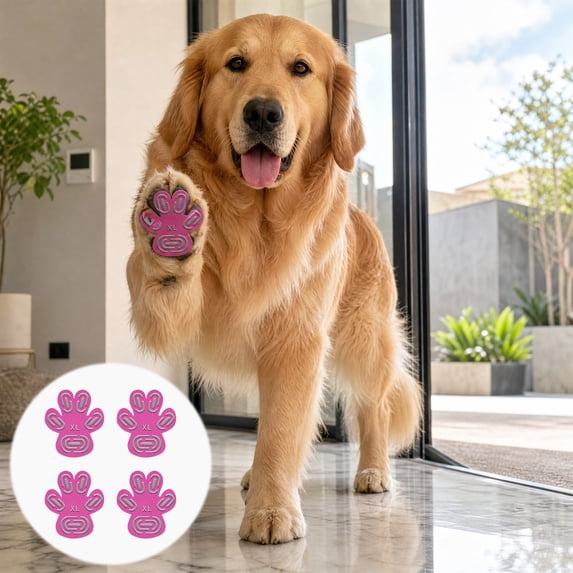 Adhesive Paw Pads for Dogs 4 Pieces, Thick Grip Water Repellent Anti Slip Shoe Pads, Protective Traction Pads for Indoor Outdoor Walking Small Medium Large Dogs Paws