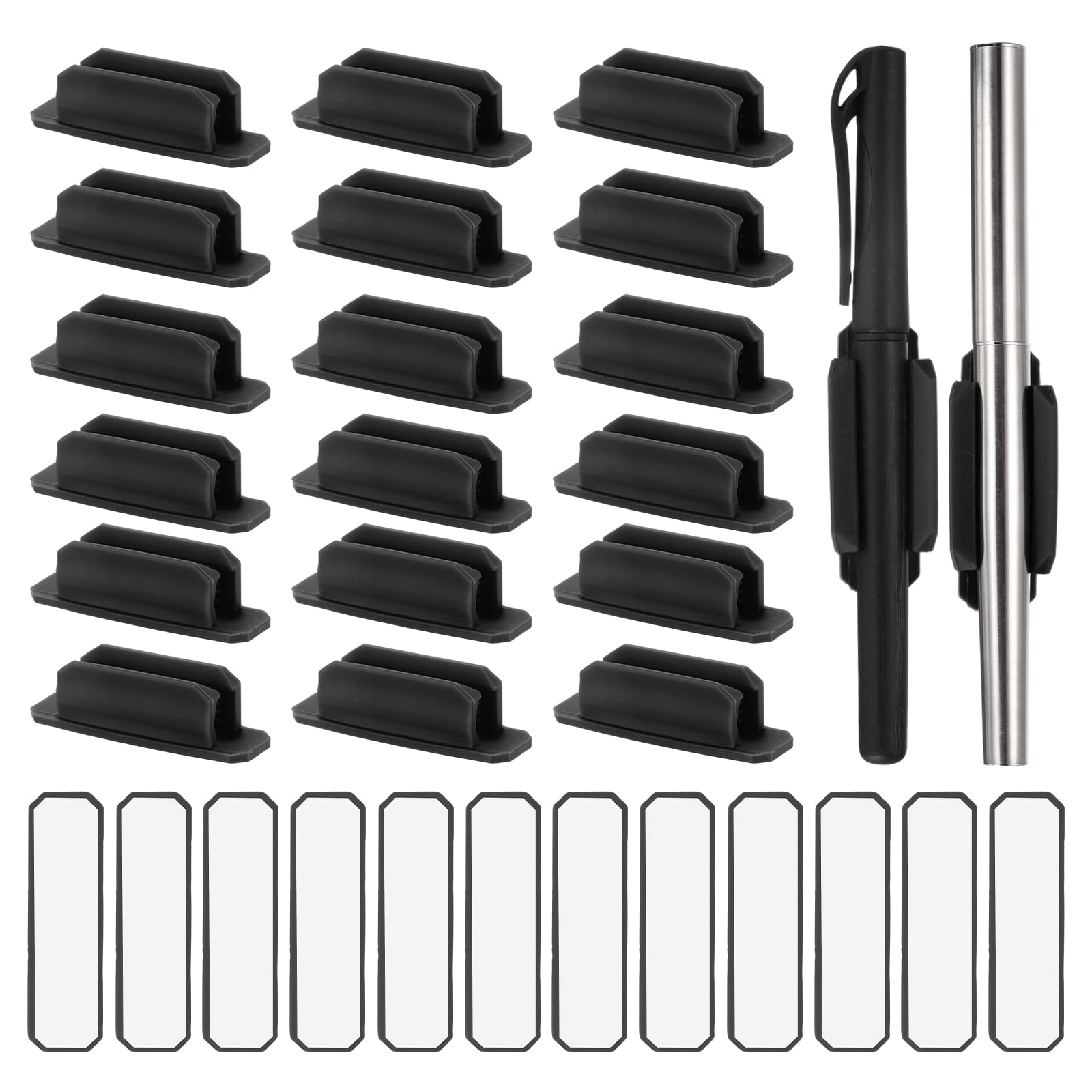 Adhesive Pen Holders, 36 Pack Silicone Flexible Pencil Holder Marker Clip Organizer for Walls, Clipboards, Writing Boards, Office, Car, Desk Accessories, Black