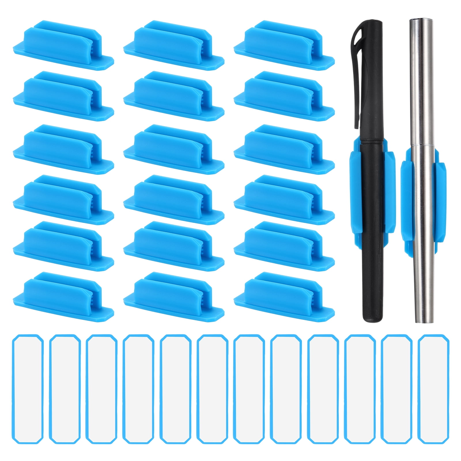 Adhesive Pen Holders, 36 Pack Silicone Flexible Pencil Holder Marker Clip Organizer for Walls, Clipboards, Writing Boards, Office, Car, Desk Accessories, Blue
