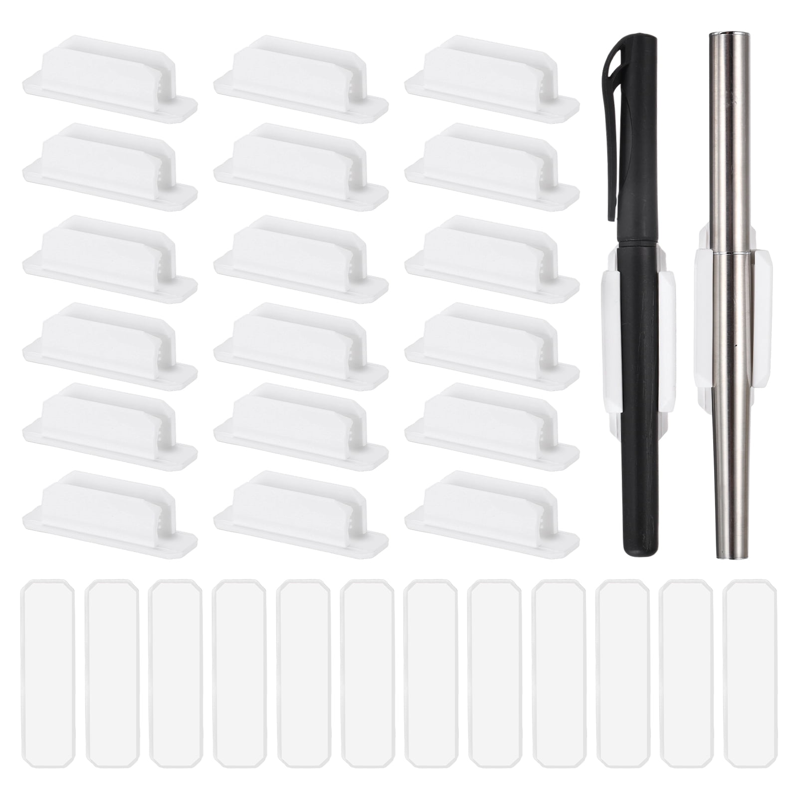 Adhesive Pen Holders, 48 Pack Silicone Flexible Pencil Holder Marker Clip Organizer for Walls, Clipboards, Writing Boards, Office, Car, Desk Accessories, White
