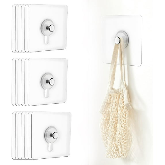 Adhesive Picture Hooks 20 lbs Max 2.2” Load Heavy Duty Picture Hangers Without Nails Wall Hooks for Hanging Transparent Waterproof Frame Hangers Sticky Hooks for Bathroom Kitchen