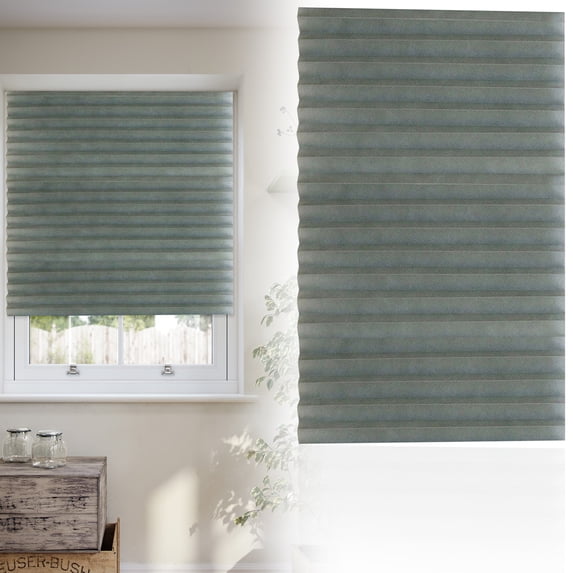 Adhesive Pleated Window Blind, No Drill Temporary Shade 70 x 23 in, Light Filtering Privacy Curtain for Bedroom, Bathroom & Living Room